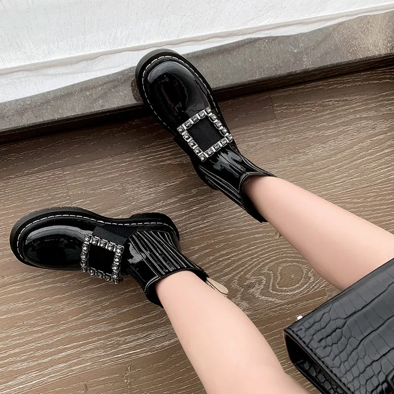 Ely Black Rhinestone Ankle Boots