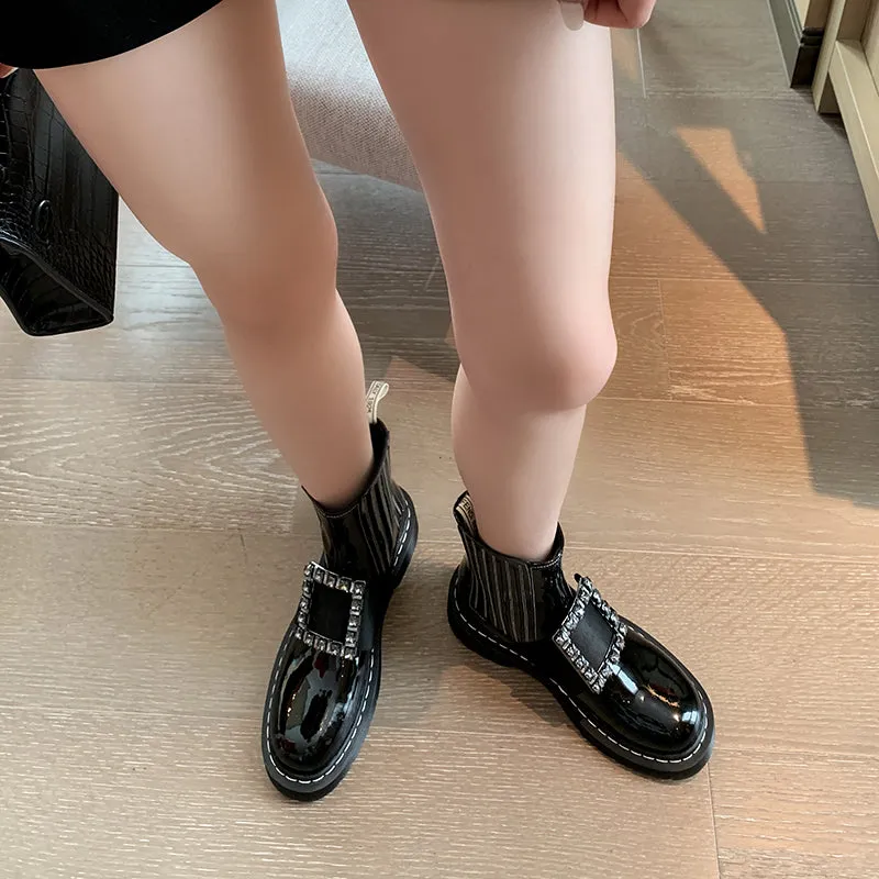 Ely Black Rhinestone Ankle Boots