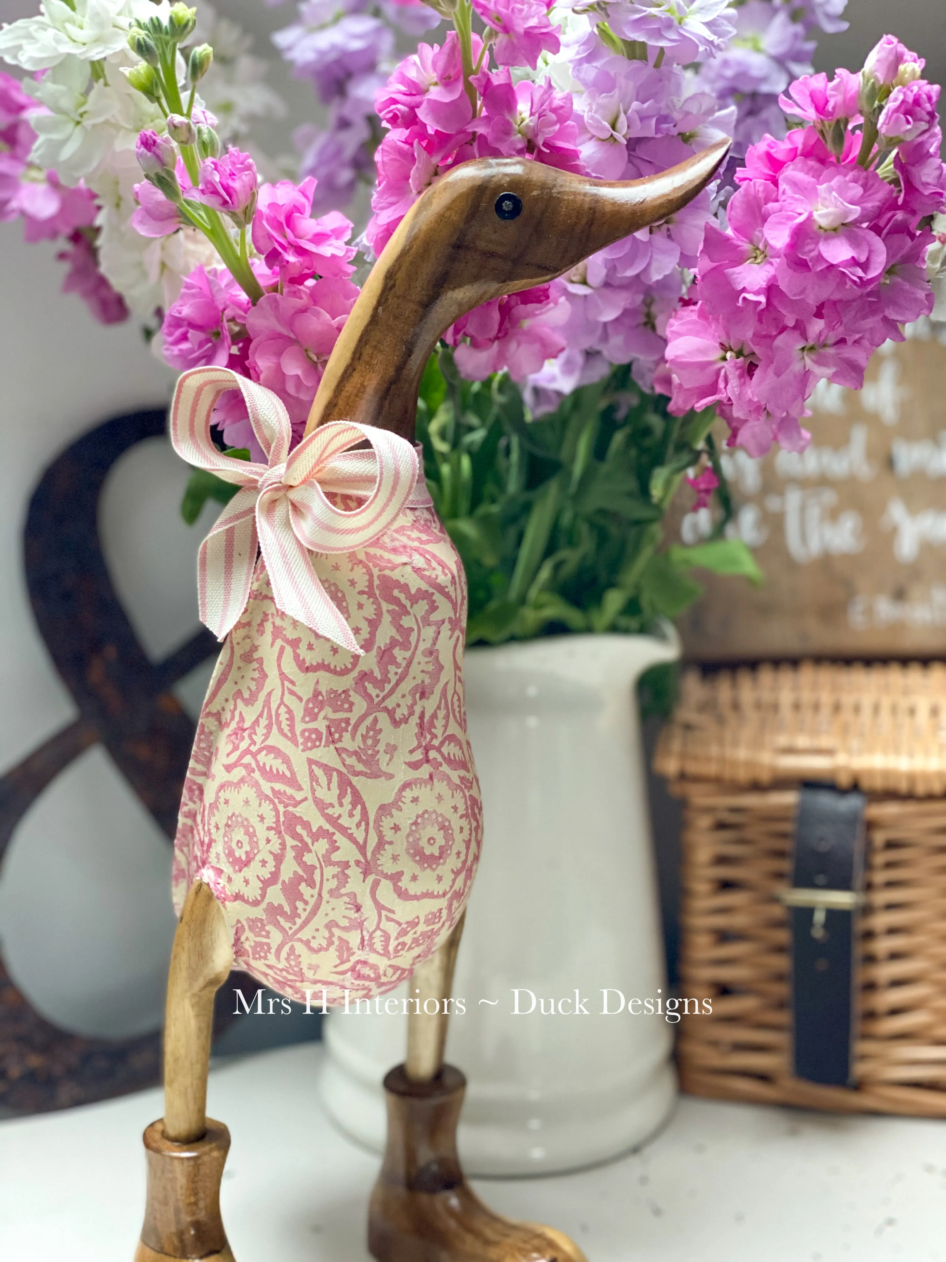 Emma Bridgewater Ducks -  - Decorated Wooden Duck in Boots by Mrs H the Duck Lady