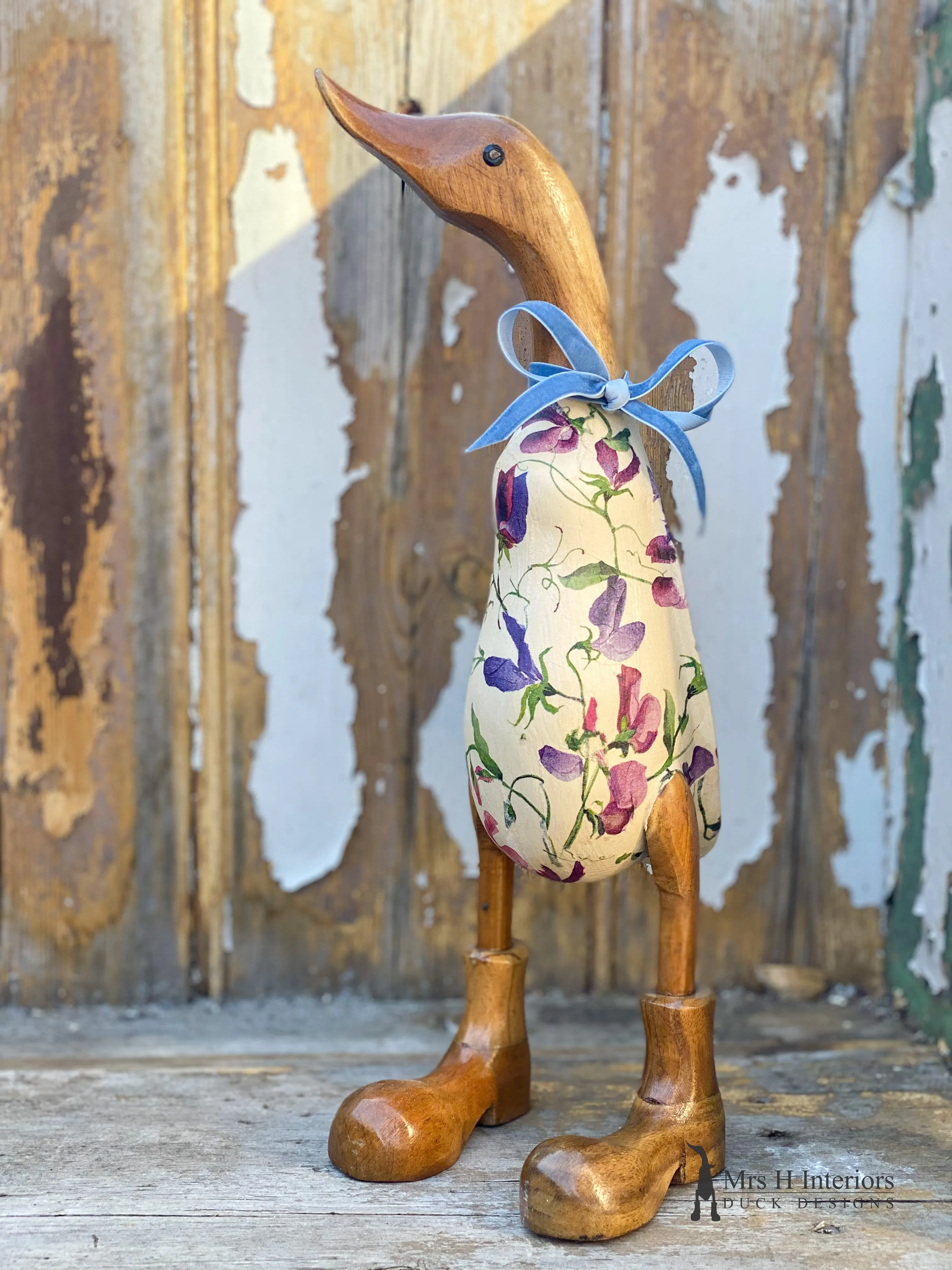 Emma Bridgewater Ducks -  - Decorated Wooden Duck in Boots by Mrs H the Duck Lady