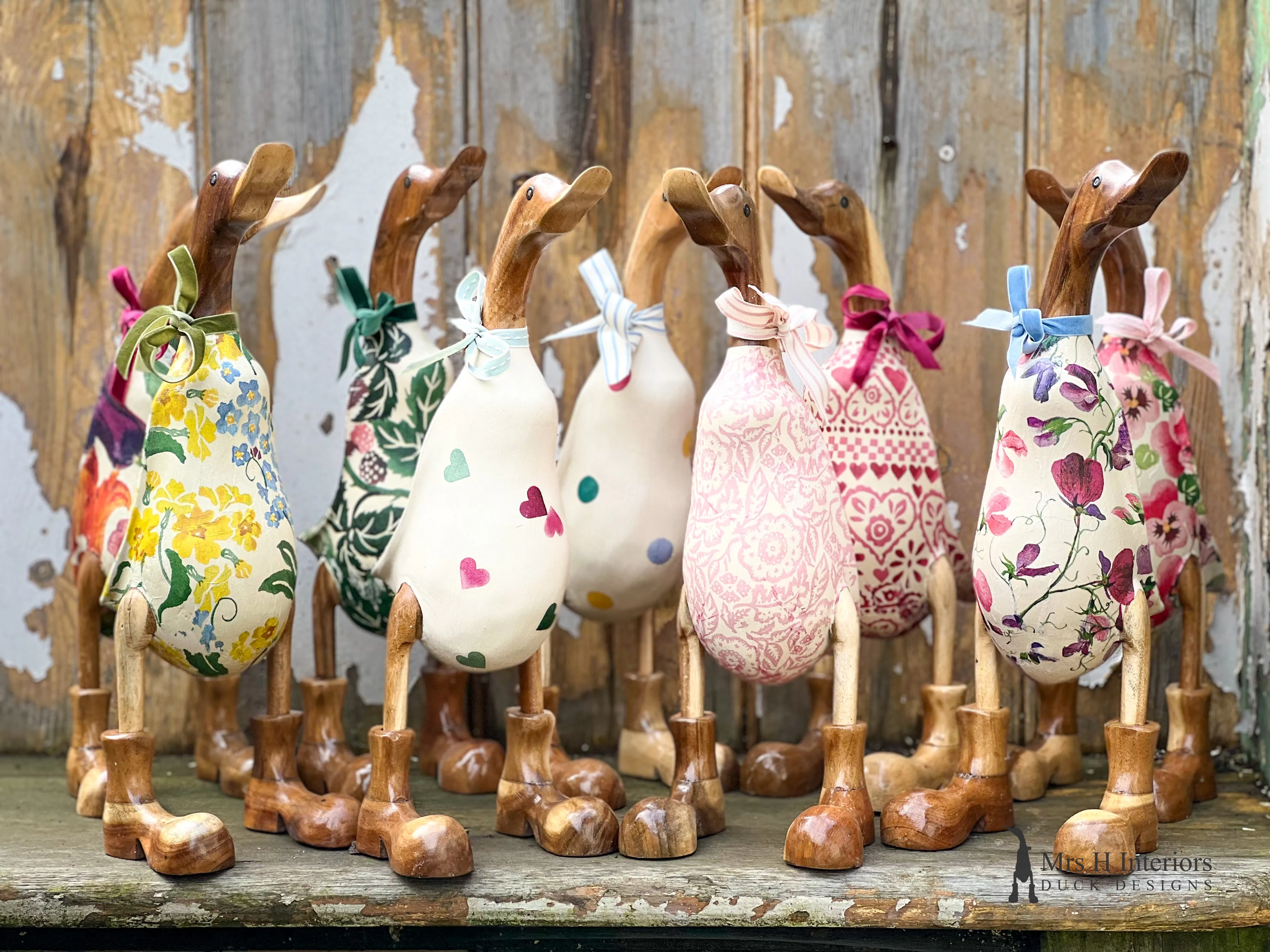 Emma Bridgewater Ducks -  - Decorated Wooden Duck in Boots by Mrs H the Duck Lady