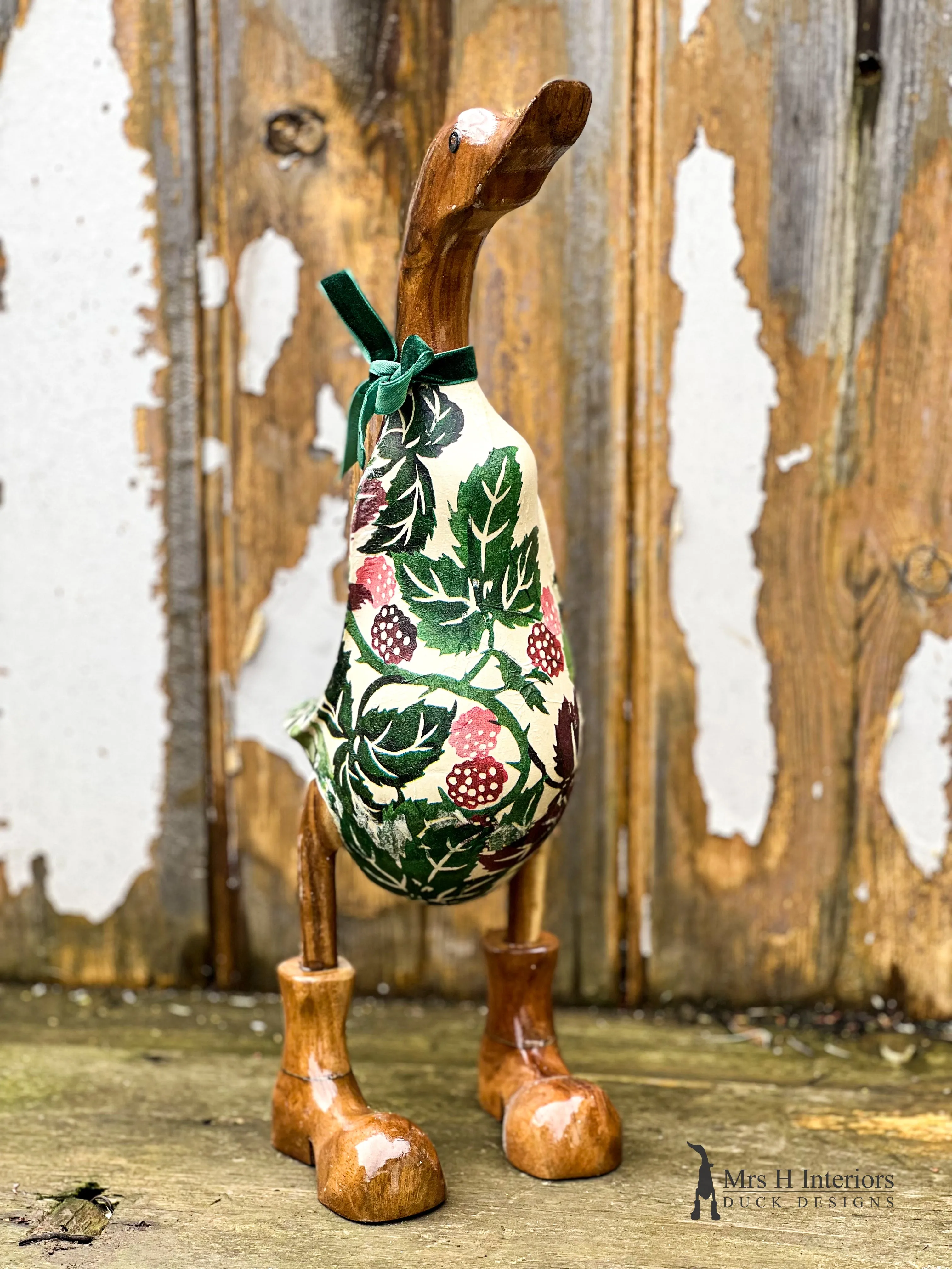 Emma Bridgewater Ducks -  - Decorated Wooden Duck in Boots by Mrs H the Duck Lady