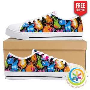 Everything's Hibiscus Bright Ladies Low Top Canvas Shoes