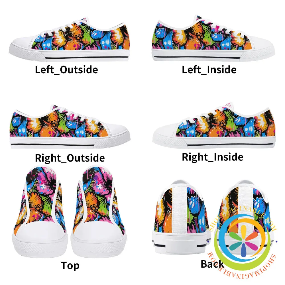 Everything's Hibiscus Bright Ladies Low Top Canvas Shoes