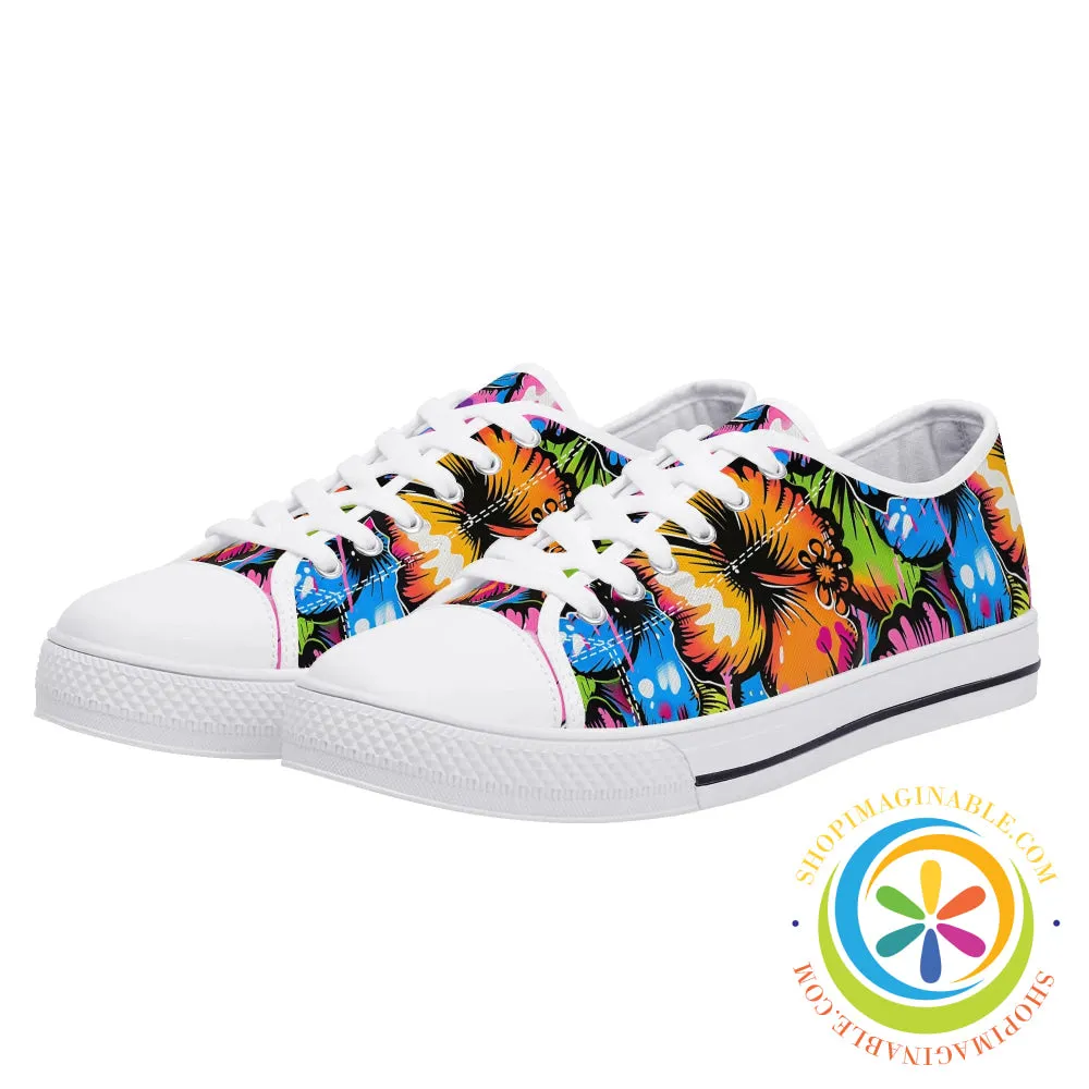 Everything's Hibiscus Bright Ladies Low Top Canvas Shoes