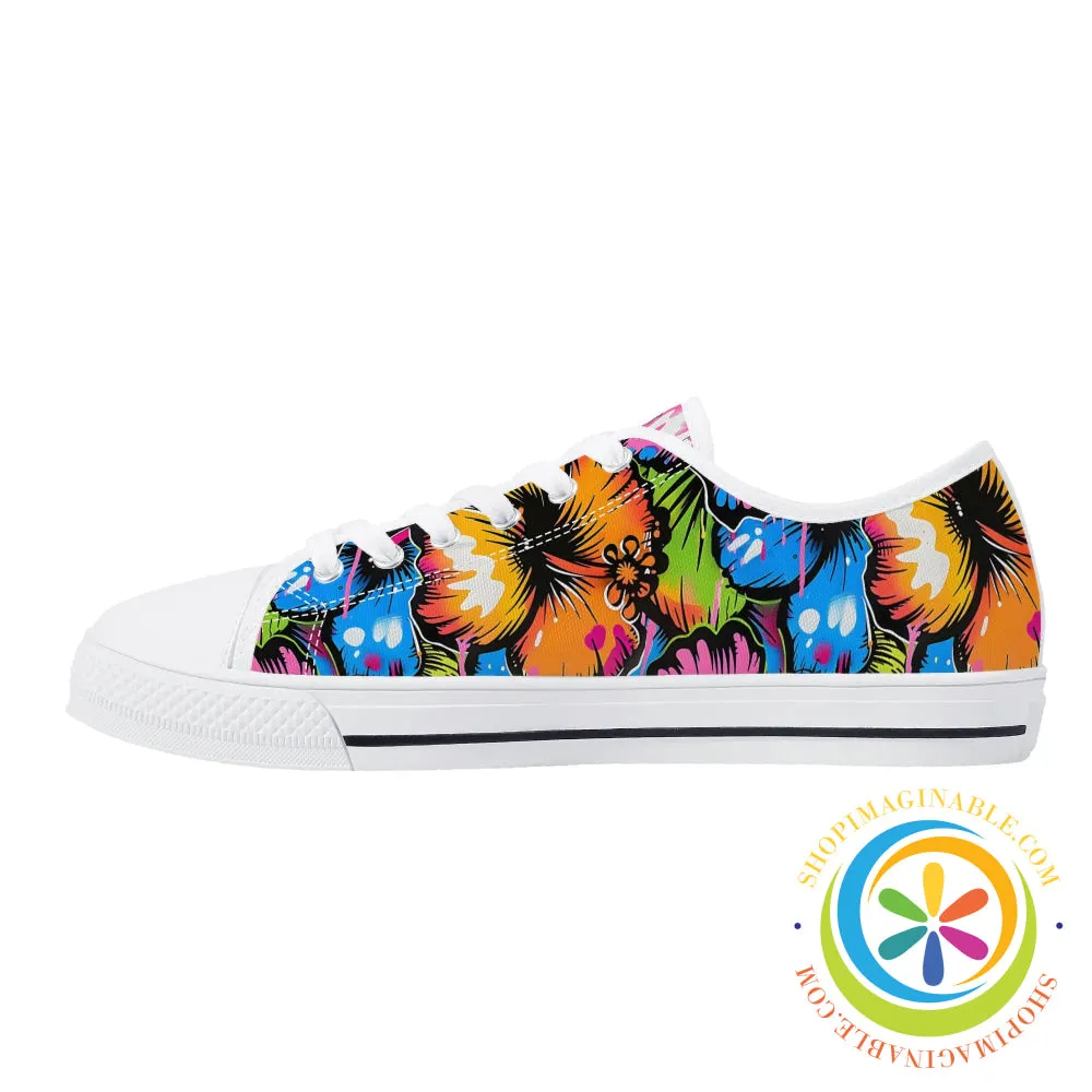 Everything's Hibiscus Bright Ladies Low Top Canvas Shoes