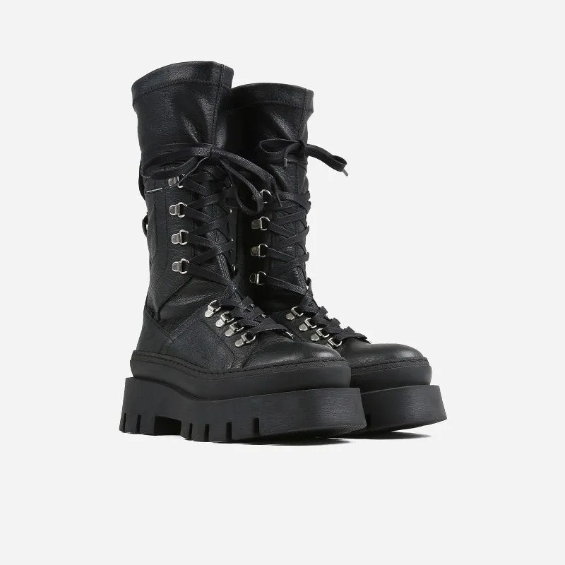 Evi Ann Black Biker Boots