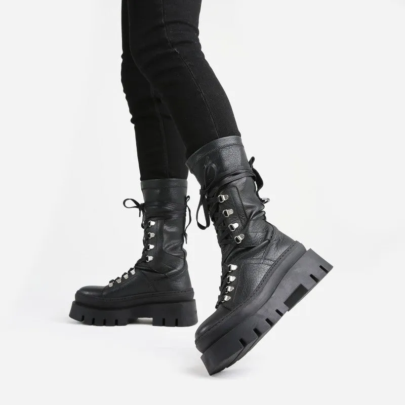 Evi Ann Black Biker Boots