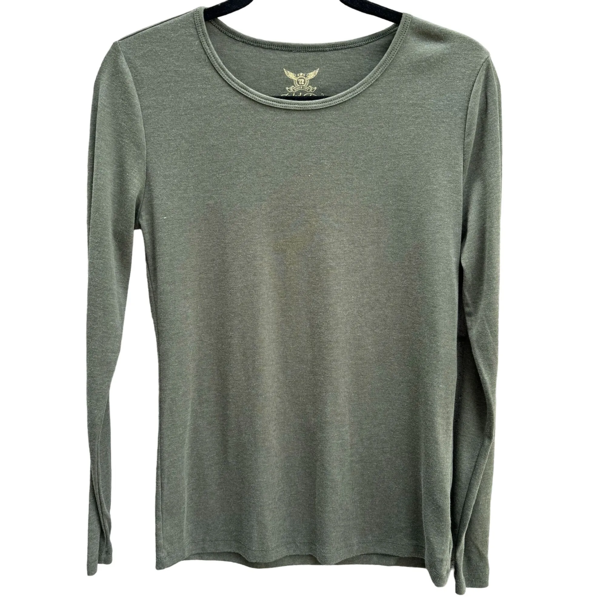 Faded Glory Women's Green Round Neck Long Sleeve Cotton Stretch Tee Shirt - S