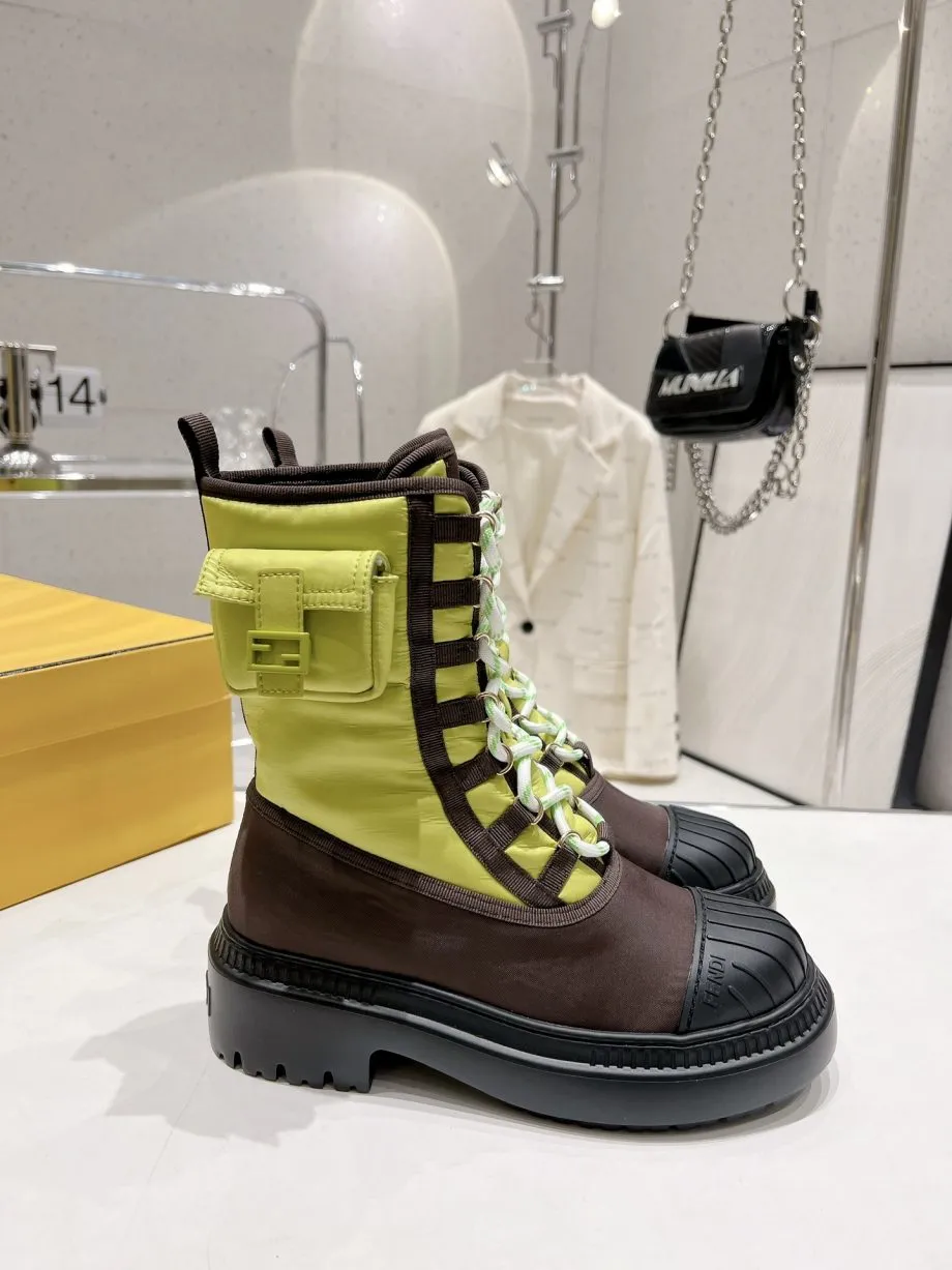 FD Domino Biker Boots Light Green For Women 8T8381ALJ0F1JFU