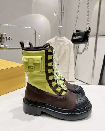 FD Domino Biker Boots Light Green For Women 8T8381ALJ0F1JFU