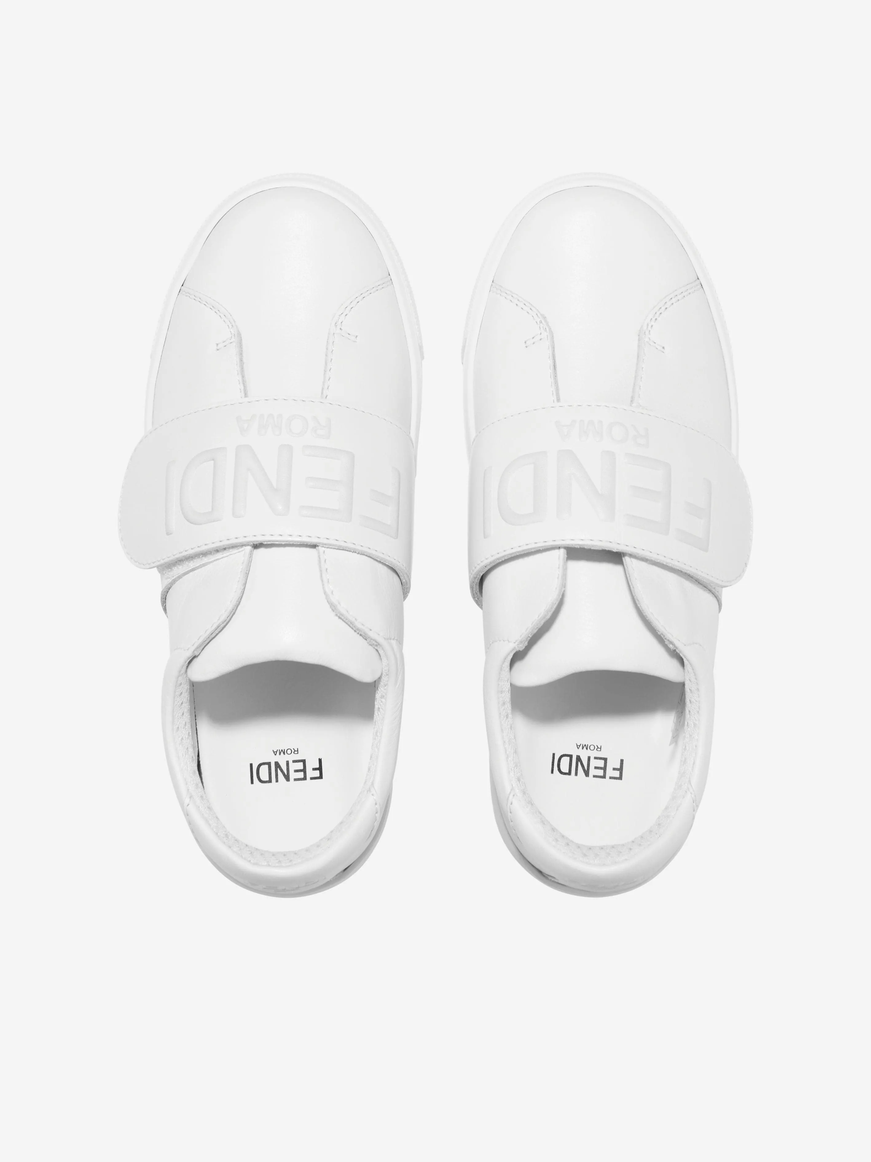 Fendi Kids Leather Logo Trainers in White