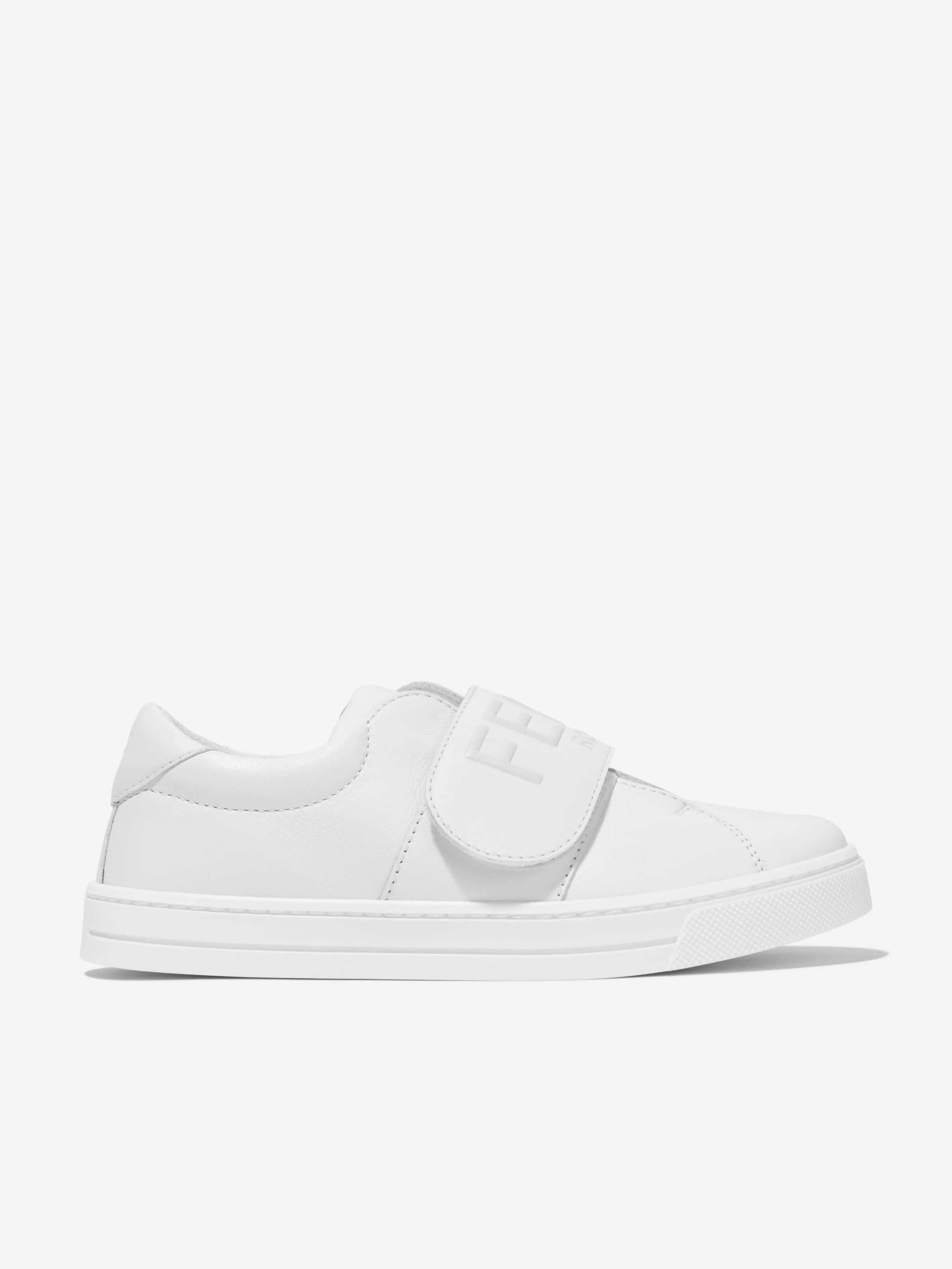 Fendi Kids Leather Logo Trainers in White