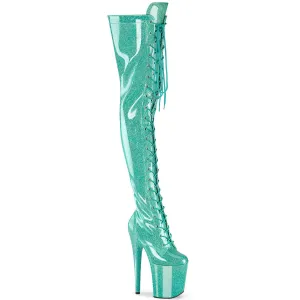 Flamingo-3020GP Aqua Glitter Patent, 8" Heels