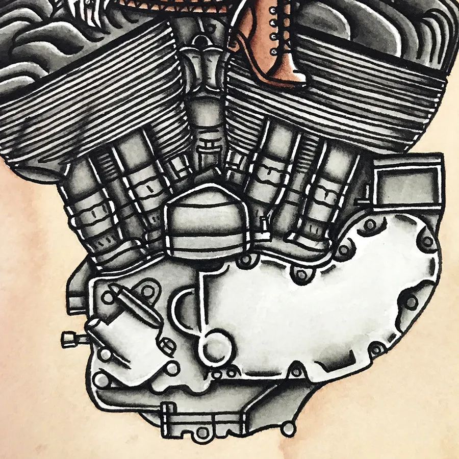 Flathead Engine Pinup Print