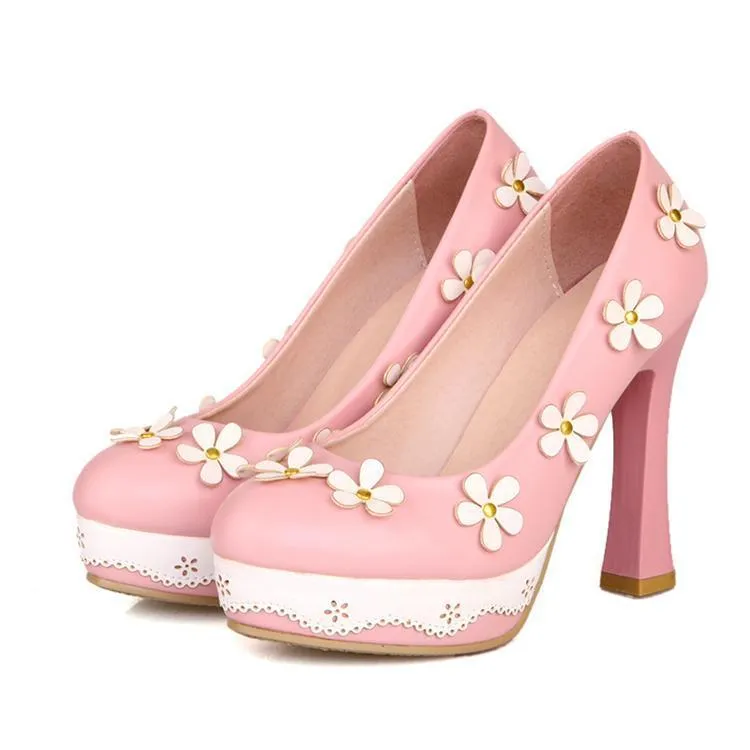 Flower candy shoes pump pumps high heels