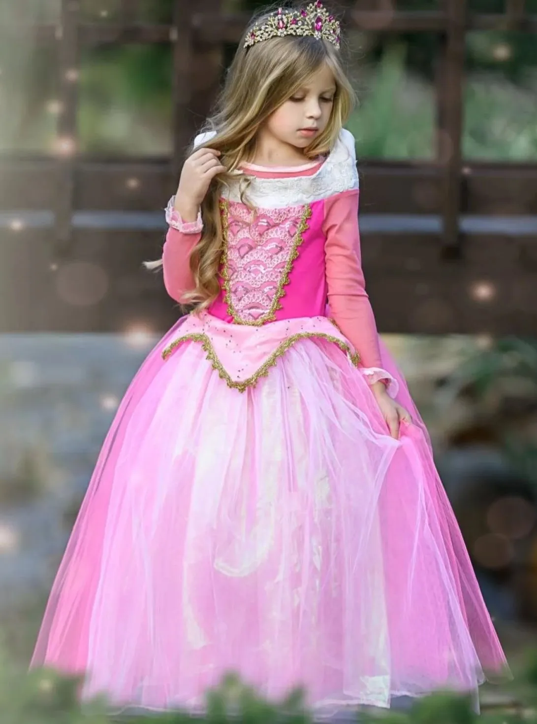 Girls Deluxe Aurora Sleeping Beauty Inspired Princess Dress