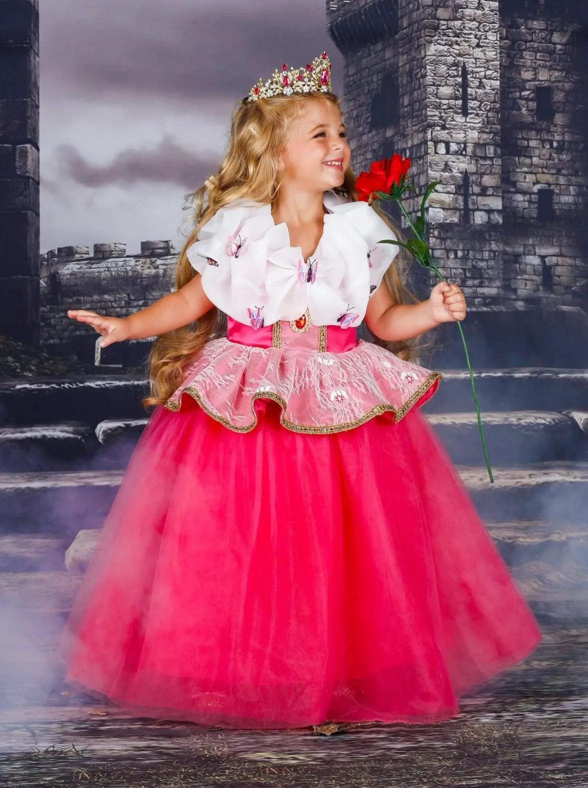 Girls Deluxe Sleeping Beauty Inspired Costume Dress