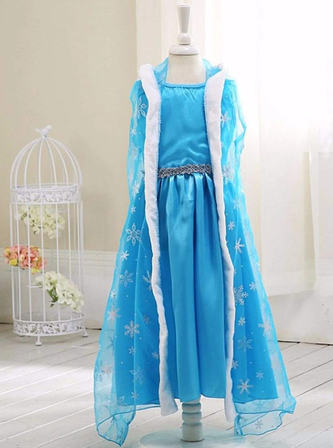 Girls Frozen Inspired Dress and Hooded Cape Set