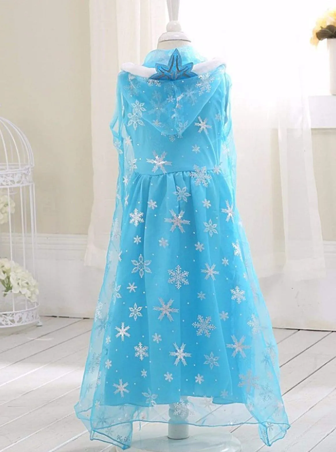 Girls Frozen Inspired Dress and Hooded Cape Set