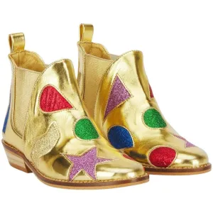 Girls Gold Glitter Ankle Boots