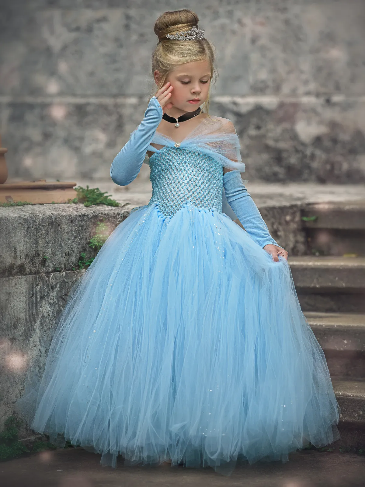 Girls Magical Cinderella Inspired Tulle Costume Dress