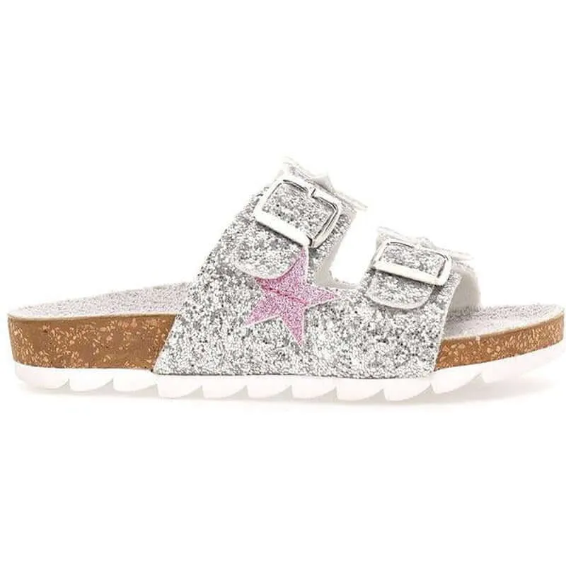 Girls Silver Glitter Star Sandal