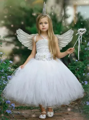 Girls White Angel Unicorn Tutu Halloween Costume