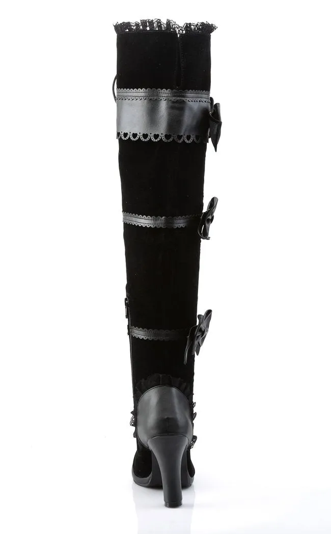 GLAM-300 Black Thigh High Boots