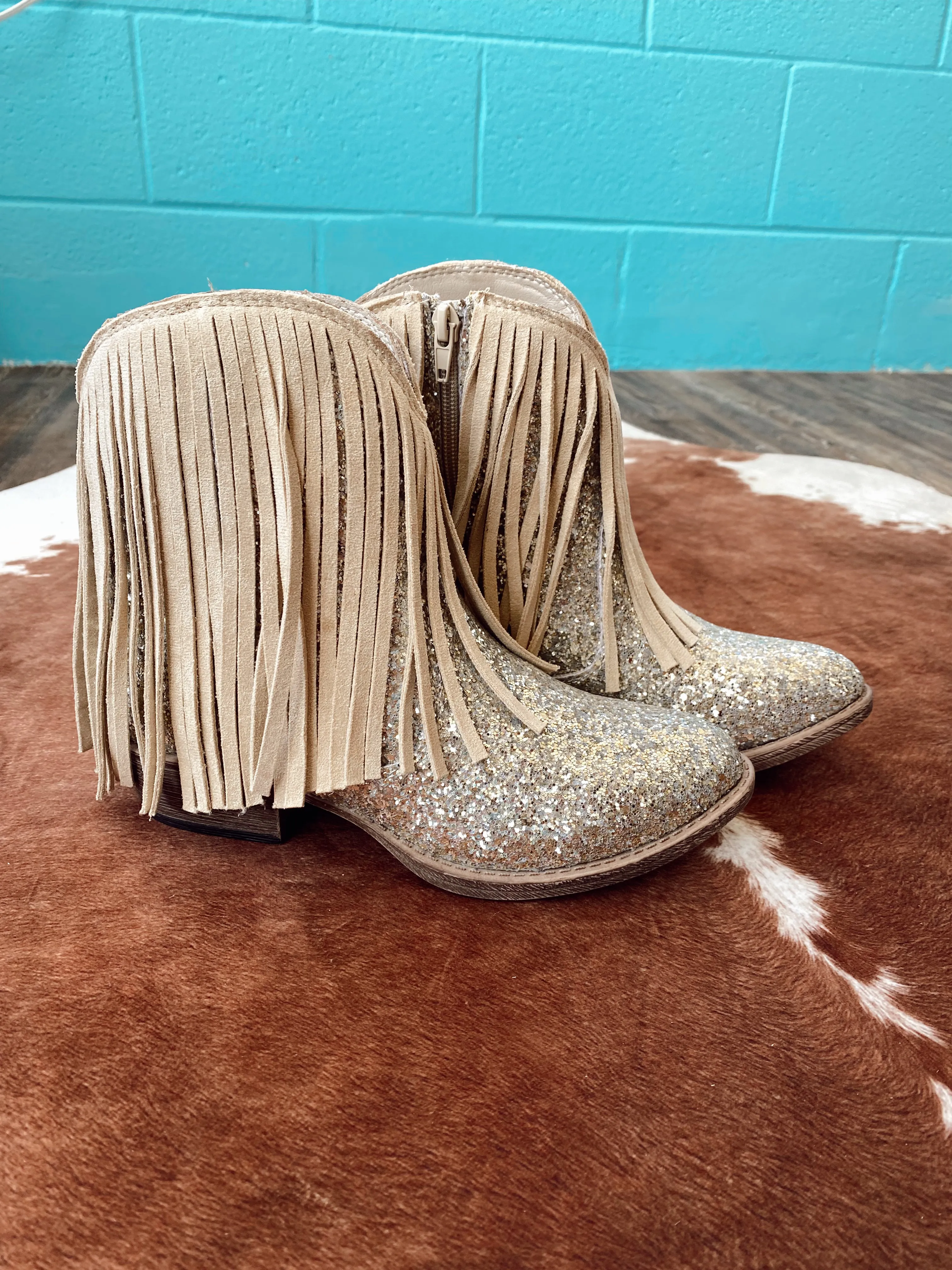 Glitter Booties with Fringe