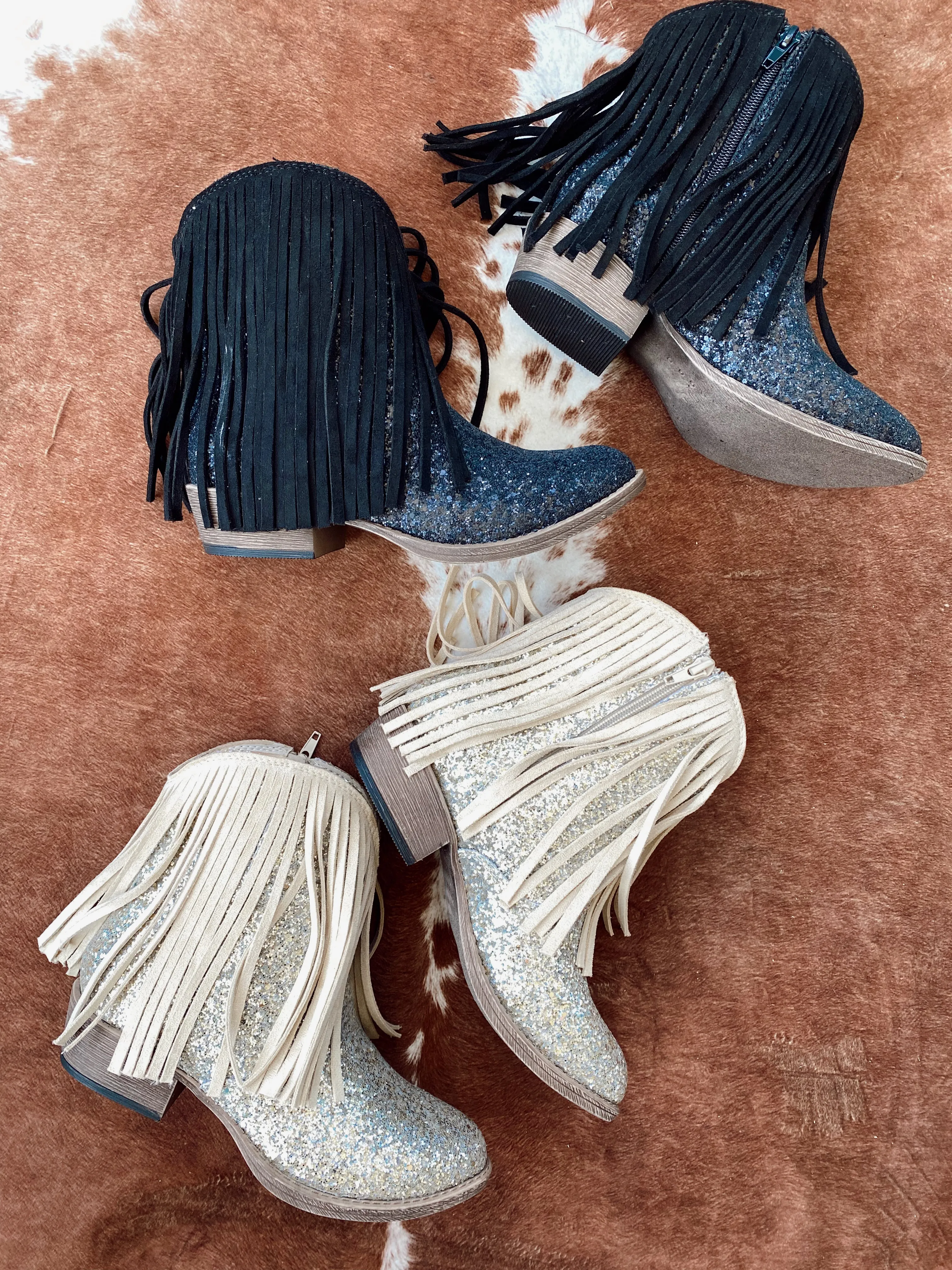 Glitter Booties with Fringe