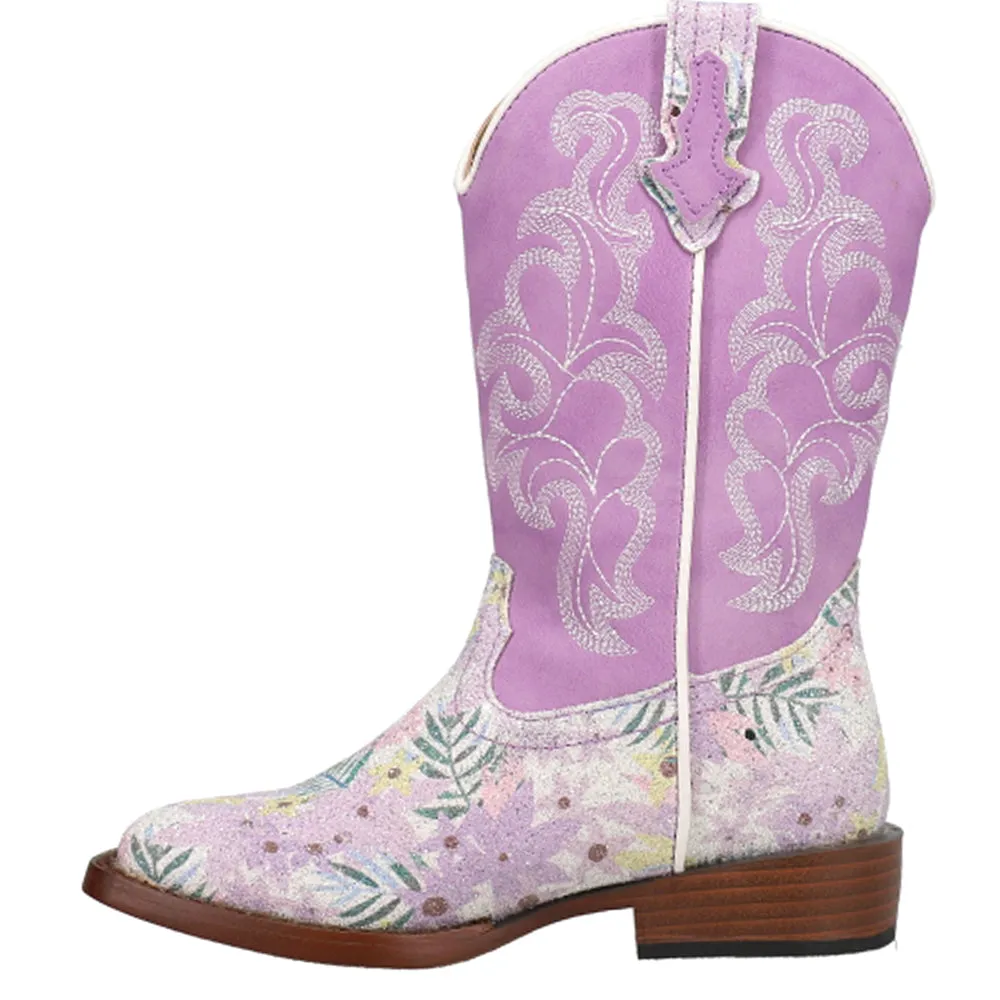 Glitter Floral Square Toe Cowboy Boots (Little Kid-Big Kid)