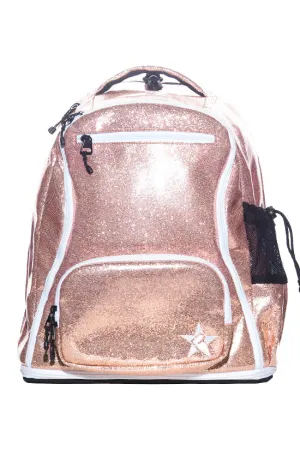 Glossy in Rose Gold Rebel Dream Bag with White Zipper