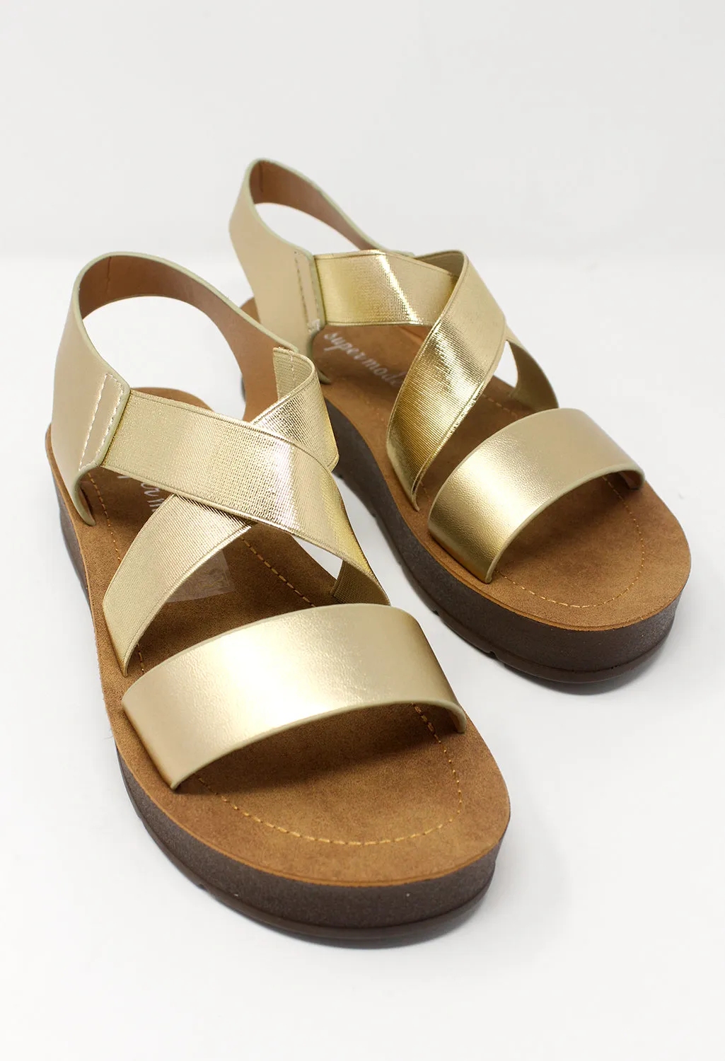 Gold Cross-strap Sandal