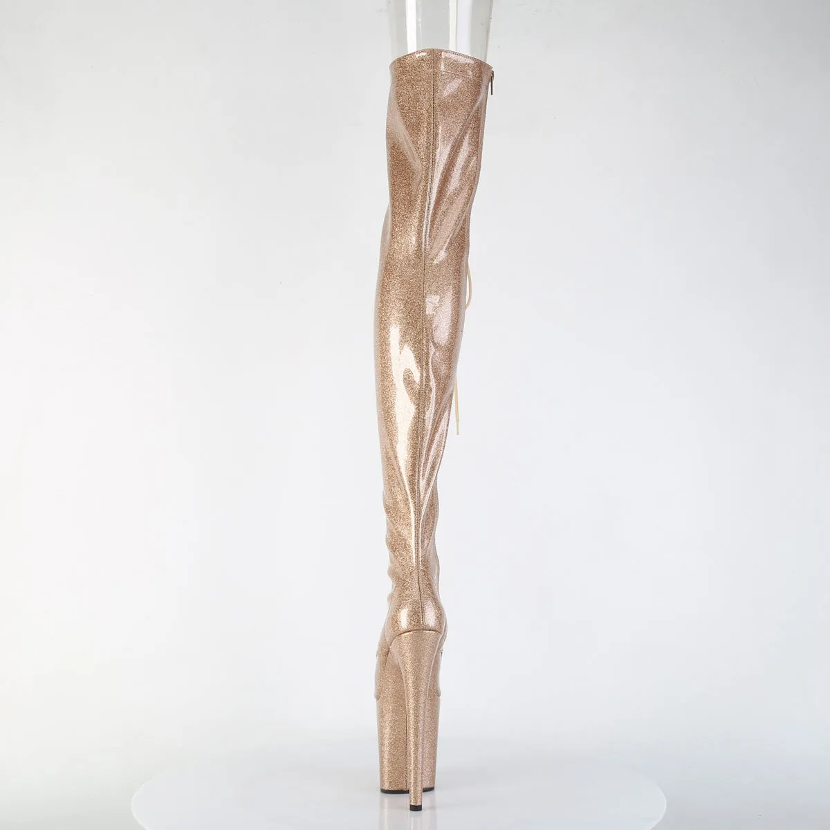 Gold Glitter Peep Toe Thigh High Boots Flamingo-3021GP