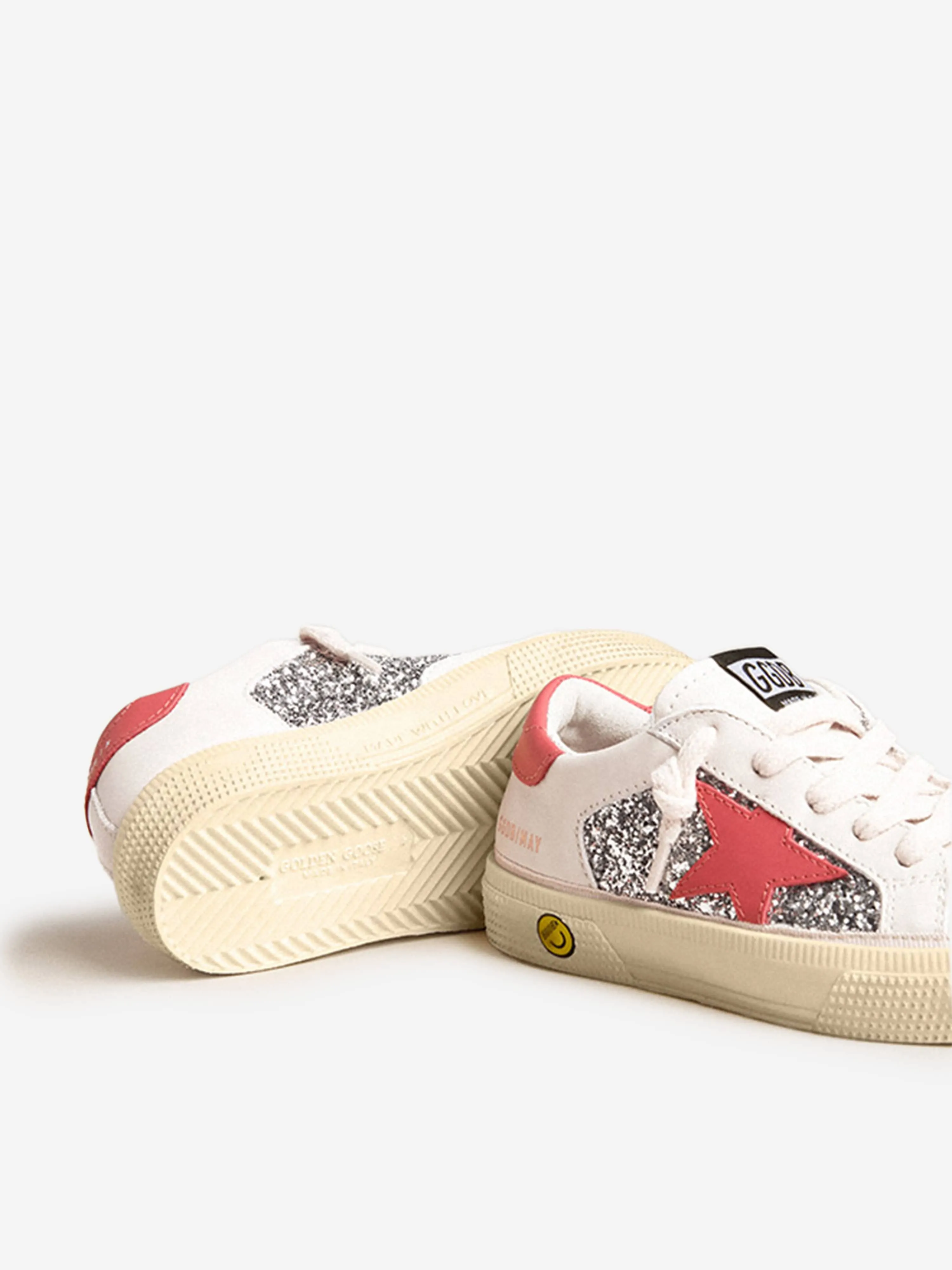 Golden Goose Girls Glitter and Leather Star May Trainers in Multicolour