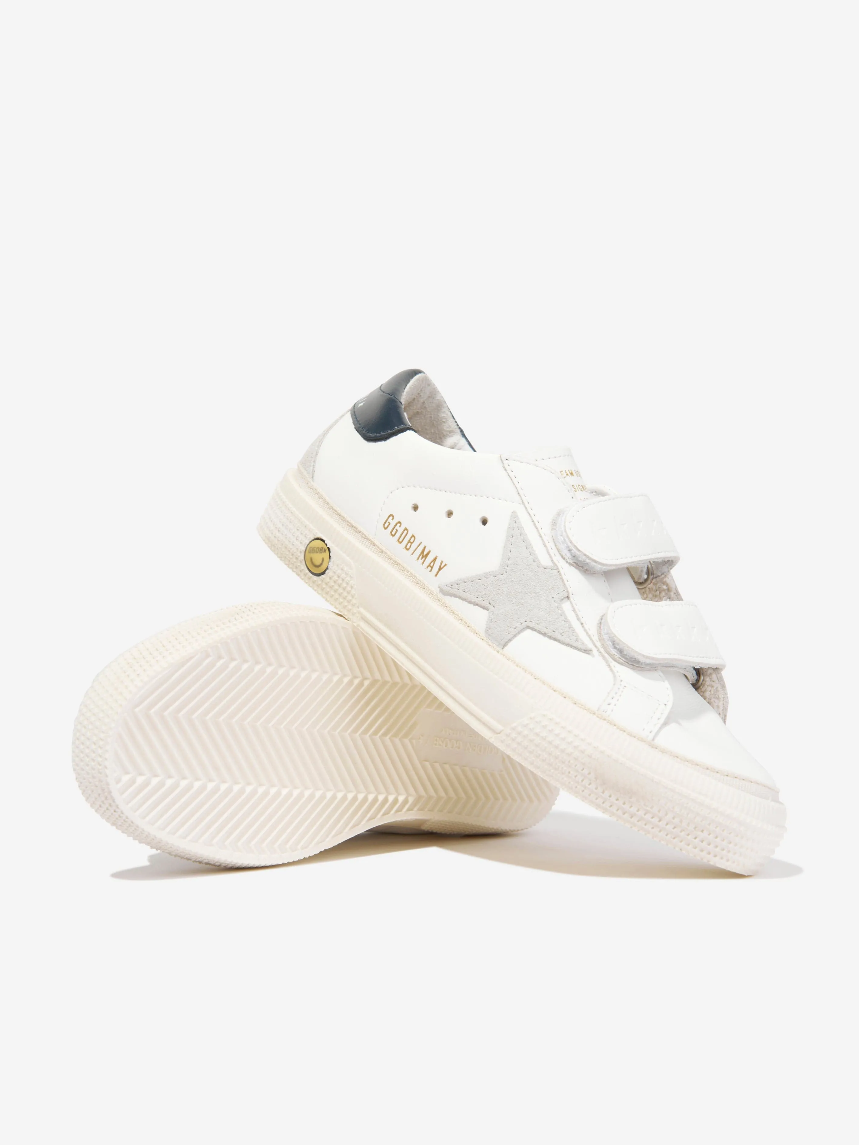 Golden Goose Kids Leather Star May School Trainers in White