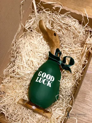 Good Luck Duck - Decorated Wooden Duck in Boots by Mrs H the Duck Lady