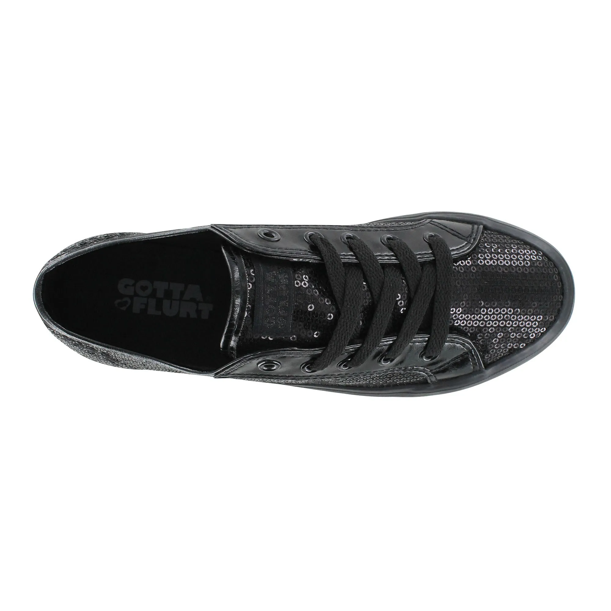 Gotta Flurt Women's Disco II Full Black Sequin Low Top Dance Sneaker