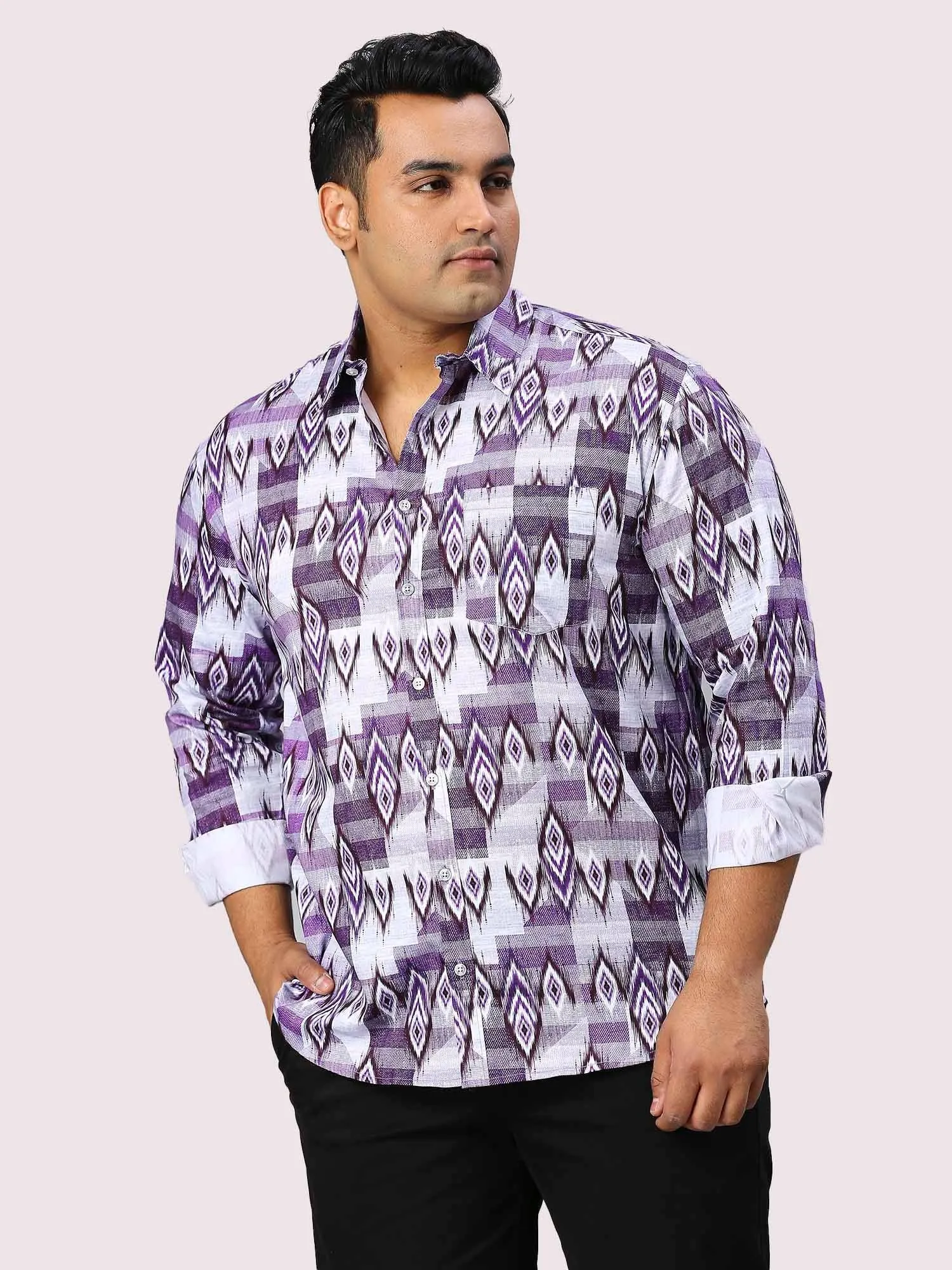 Grape Digital Printed Full Sleeve Shirt Men's Plus Size