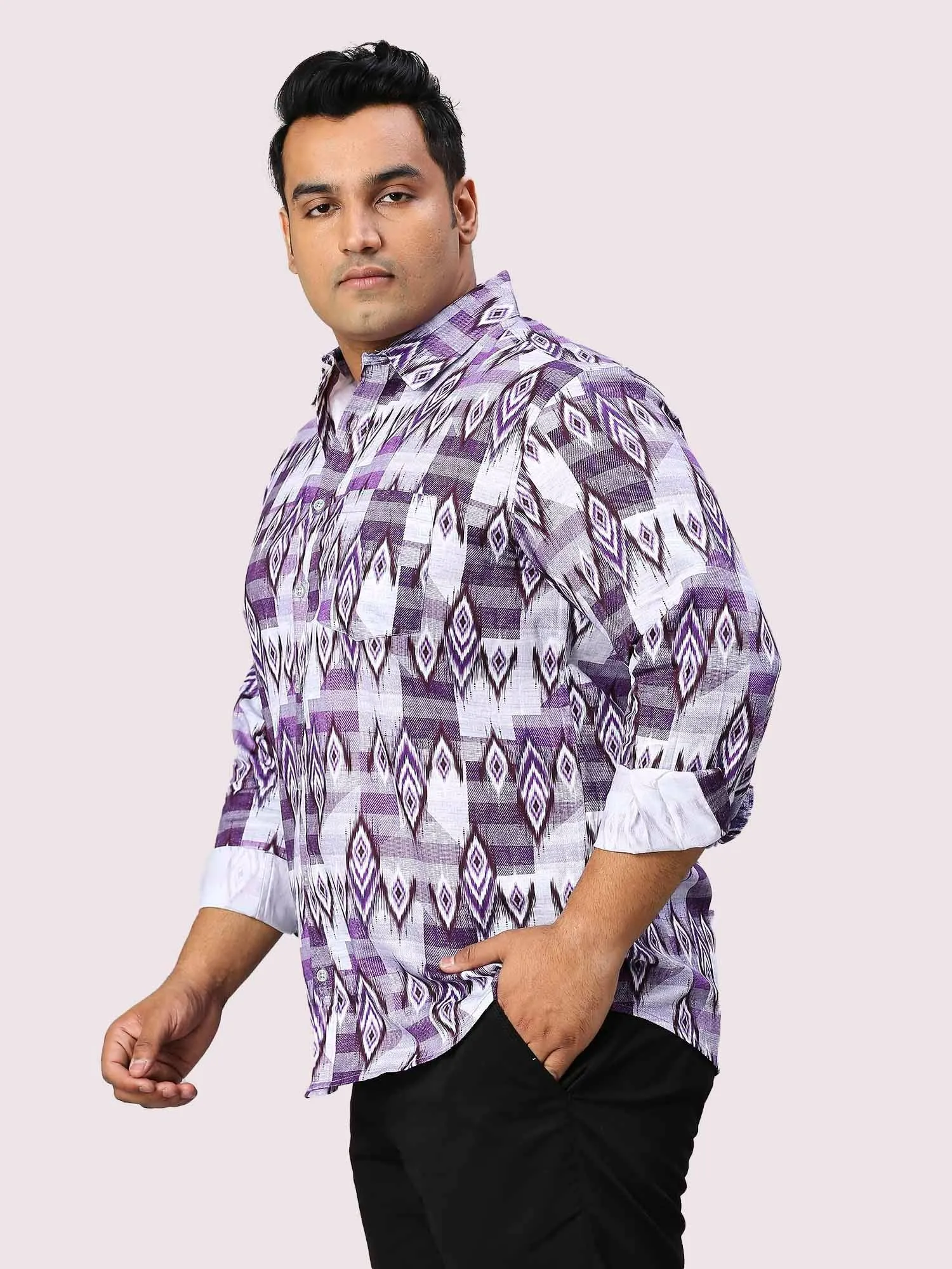 Grape Digital Printed Full Sleeve Shirt Men's Plus Size