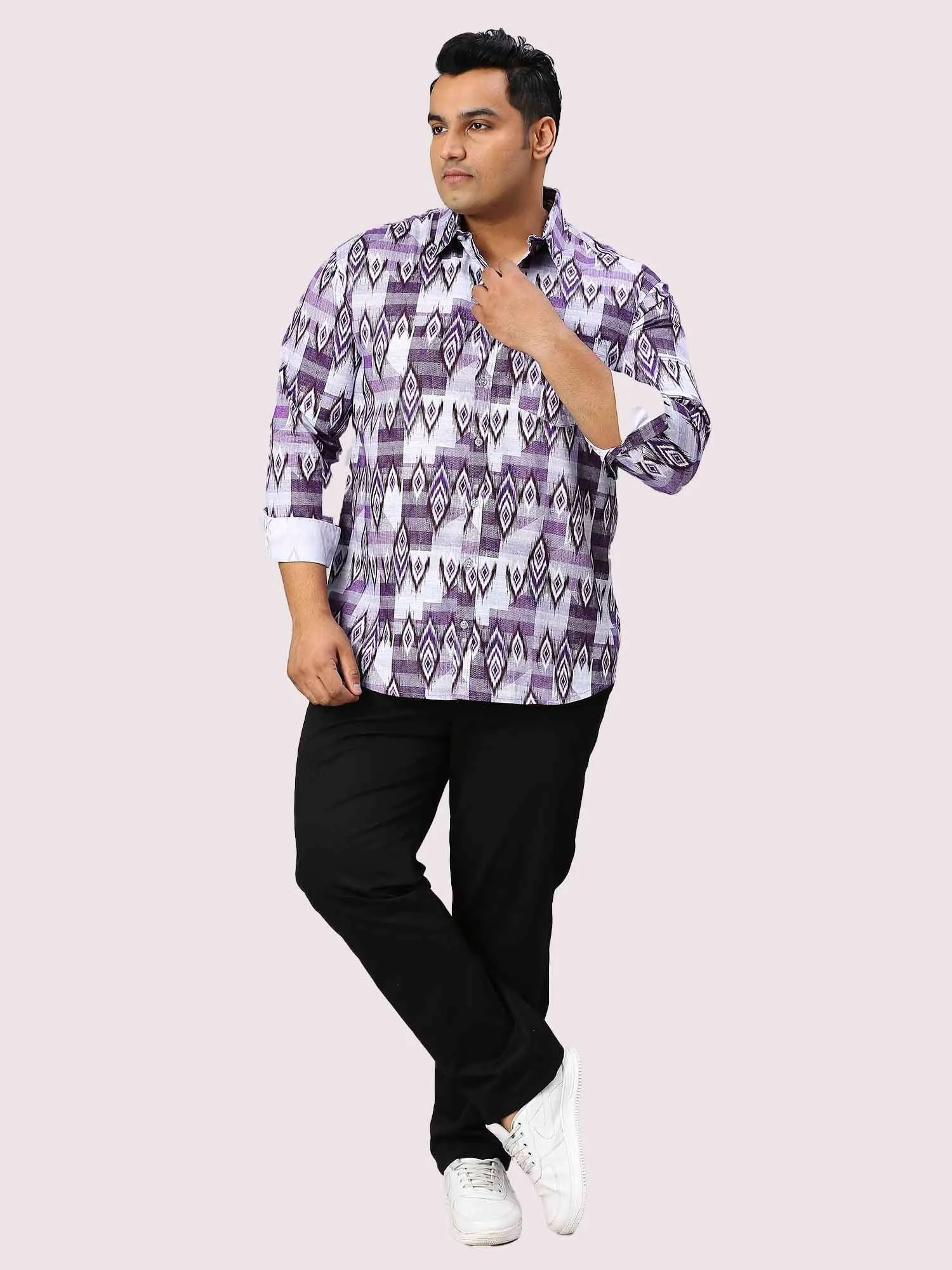 Grape Digital Printed Full Sleeve Shirt Men's Plus Size