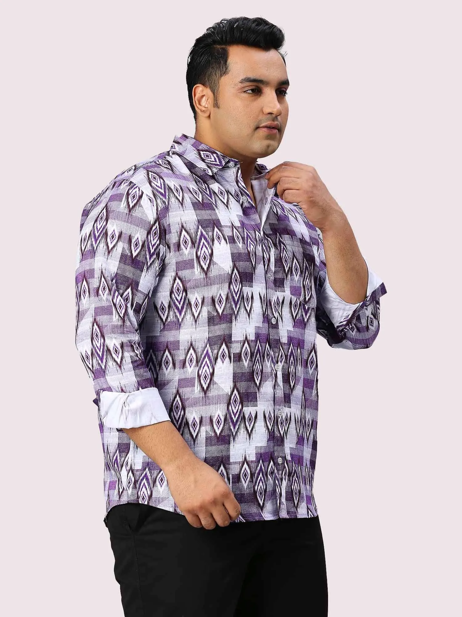 Grape Digital Printed Full Sleeve Shirt Men's Plus Size