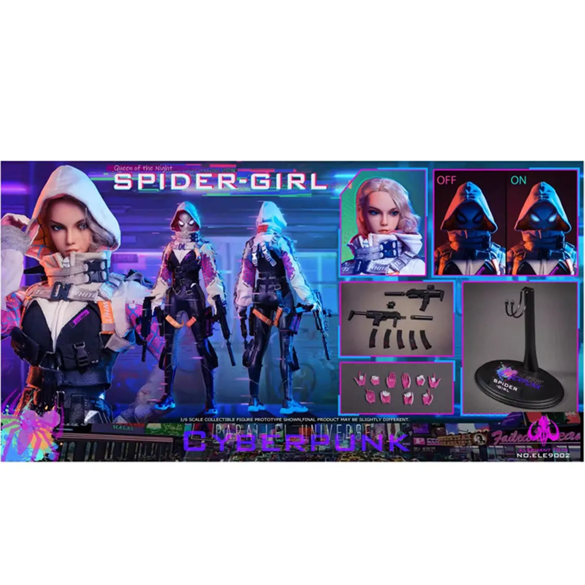 HiPlay Elephant Toys, Cyber Spider Girl, Movable Eyes, Action Figure Full Set