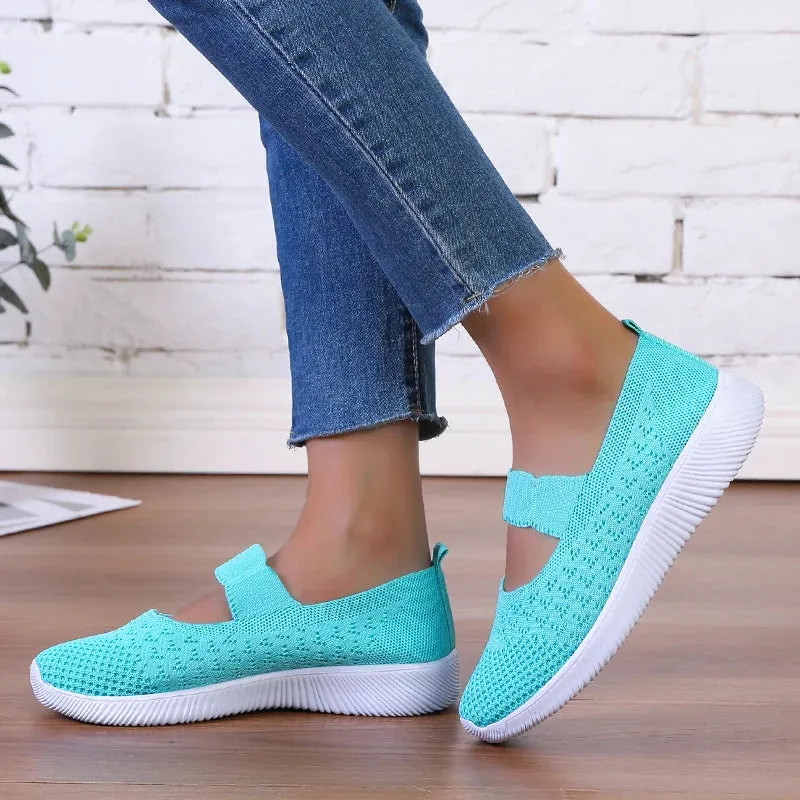 Hnzxzm Summer Breathable Mesh Women Flats Comfy Soft Sole Casual Shoes Zapatillas Mujer Light Non Slip Walking Shoes Woman