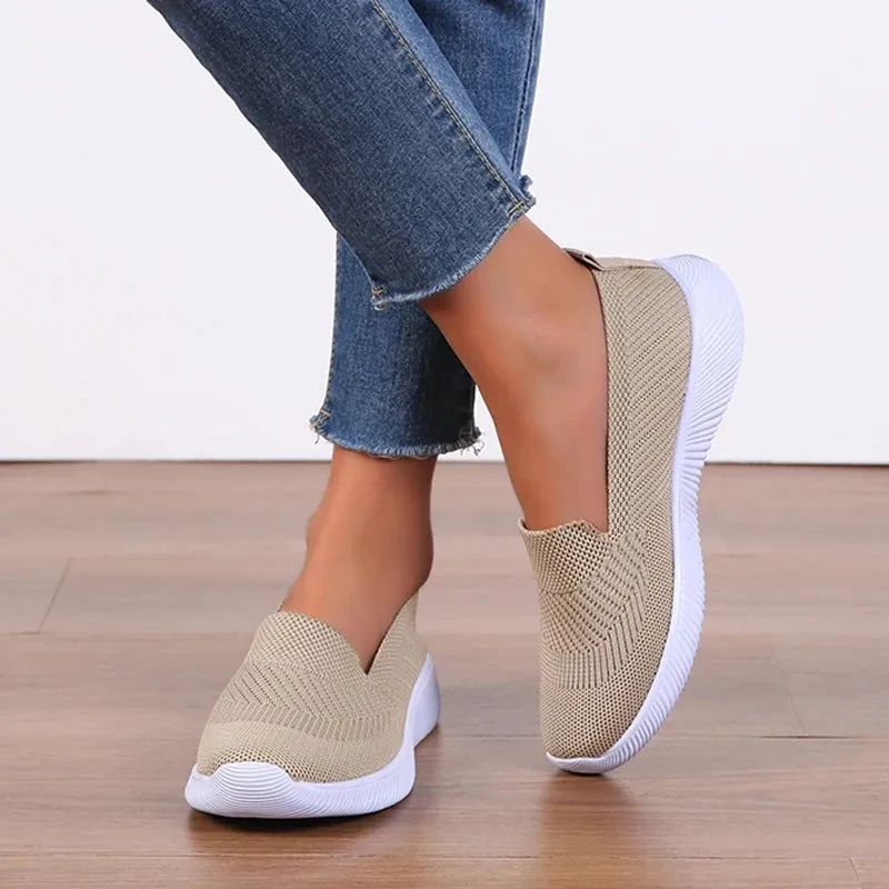 Hnzxzm Summer Breathable Mesh Women Flats Comfy Soft Sole Casual Shoes Zapatillas Mujer Light Non Slip Walking Shoes Woman