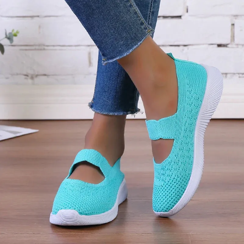 Hnzxzm Summer Breathable Mesh Women Flats Comfy Soft Sole Casual Shoes Zapatillas Mujer Light Non Slip Walking Shoes Woman