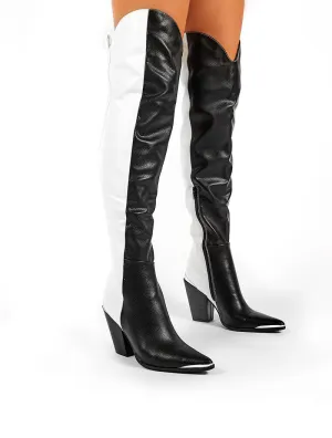 Honor Mono Western Block Heeled Knee High Boots