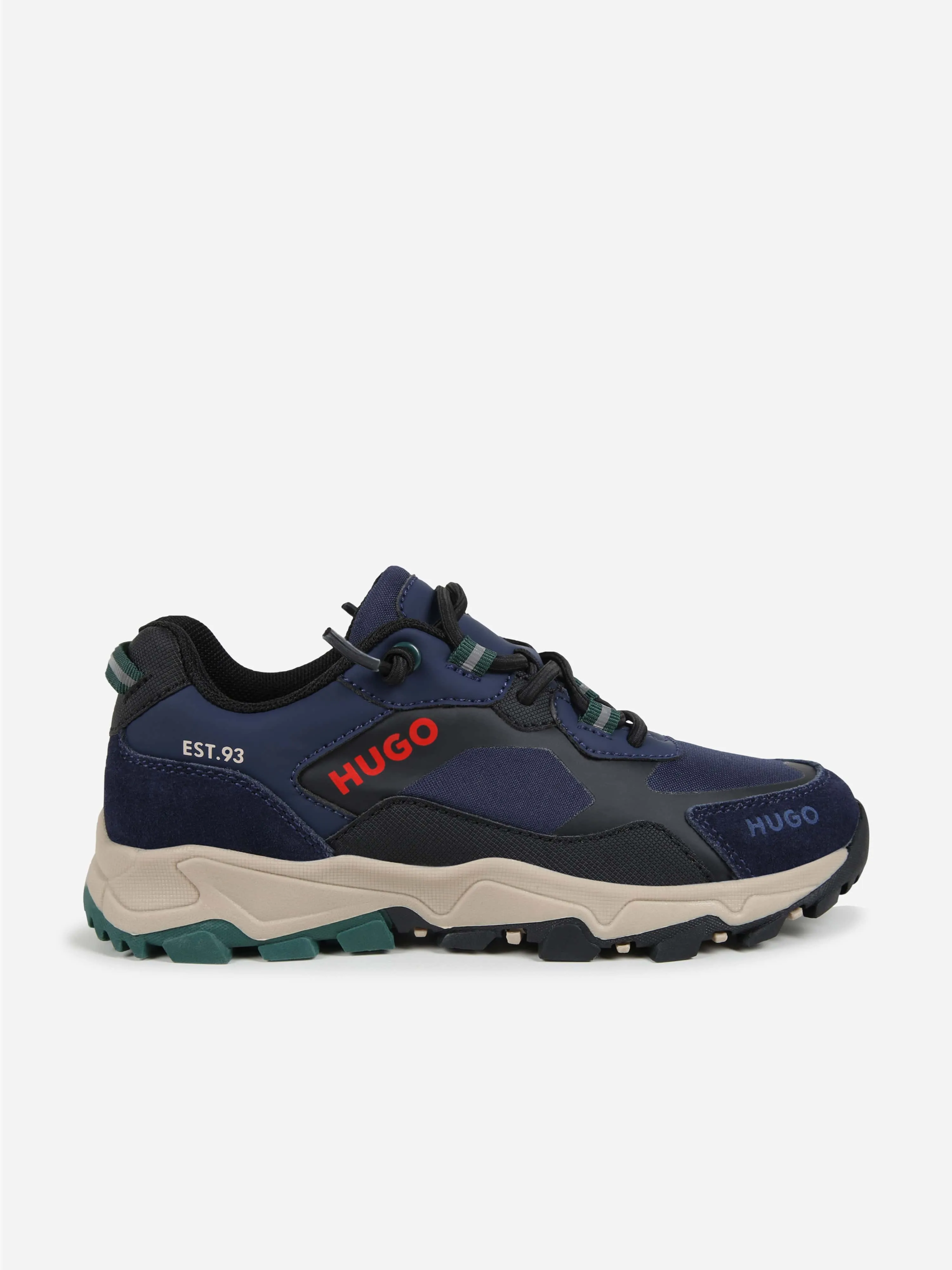 Hugo Boys Mixed Material Logo Trainers in Blue