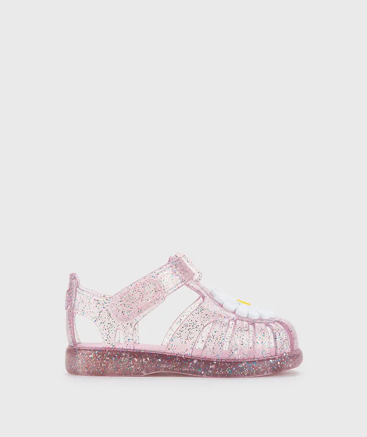 Igor Girl's Tobby Gloss Flor Glitter Sandals - Rosa Multi Glitter